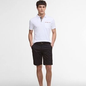 Barbour Polo SHIRT TOP Corpatch TARTAN MML1071WH11 Tailored Fit WHITE MEN'S S